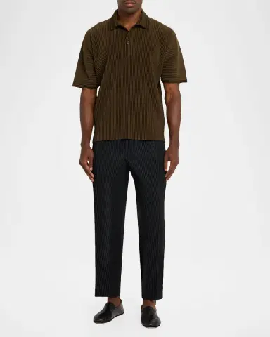 Homme Plissé Issey Miyake Men's Ribbed Quick-Dry Polo | Thumbnail 2 Homme Plissé Issey Miyake Men's Ribbed Quick-Dry Polo | Thumbnail 2
