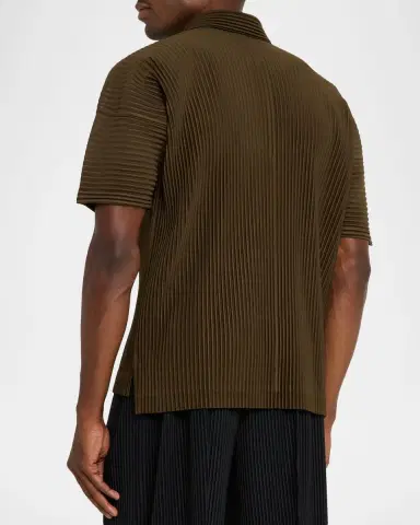 Homme Plissé Issey Miyake Men's Ribbed Quick-Dry Polo | Thumbnail 3 Homme Plissé Issey Miyake Men's Ribbed Quick-Dry Polo | Thumbnail 3