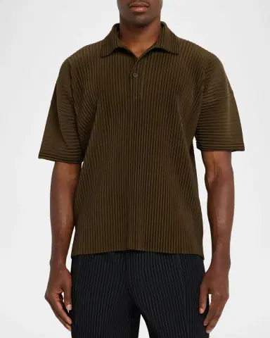 Homme Plissé Issey Miyake Men's Ribbed Quick-Dry Polo | Thumbnail 4 Homme Plissé Issey Miyake Men's Ribbed Quick-Dry Polo | Thumbnail 4
