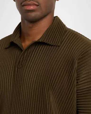 Homme Plissé Issey Miyake Men's Ribbed Quick-Dry Polo | Thumbnail 5 Homme Plissé Issey Miyake Men's Ribbed Quick-Dry Polo | Thumbnail 5