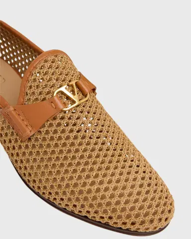 Valentino Garavani Men's V-Logo Raffia-Effect Loafers | Thumbnail 5 Valentino Garavani Men's V-Logo Raffia-Effect Loafers | Thumbnail 5