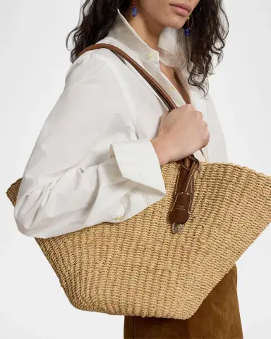Polo Ralph Lauren Bellport Raffia Basket Tote Bag | Thumbnail 2 Polo Ralph Lauren Bellport Raffia Basket Tote Bag | Thumbnail 2