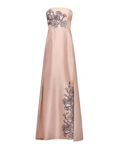 Kay Unger New York Chandler Floral Appliqué Strapless A-Line Gown | Thumbnail 1 Kay Unger New York Chandler Floral Appliqué Strapless A-Line Gown | Thumbnail 1
