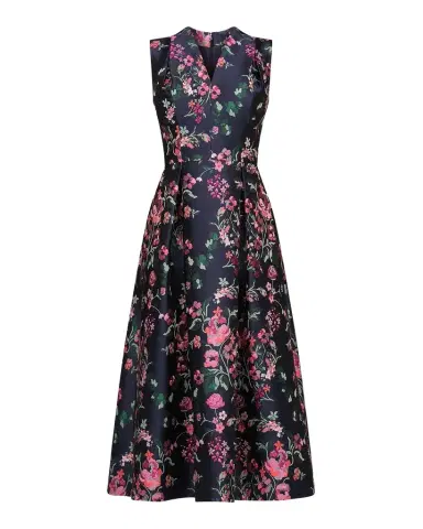 Kay Unger New York Rhea Floral Jacquard Midi Dress | Thumbnail 1 Kay Unger New York Rhea Floral Jacquard Midi Dress | Thumbnail 1