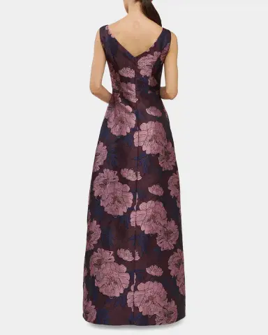 Kay Unger New York Caitlin Floral Jacquard Fit & Flare Gown | Thumbnail 3 Kay Unger New York Caitlin Floral Jacquard Fit & Flare Gown | Thumbnail 3