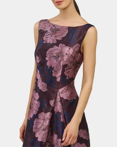 Kay Unger New York Caitlin Floral Jacquard Fit & Flare Gown | Thumbnail 5 Kay Unger New York Caitlin Floral Jacquard Fit & Flare Gown | Thumbnail 5