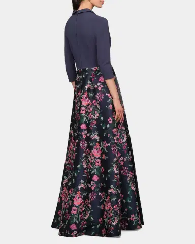 Kay Unger New York Marceline Floral-Jacquard Shirtwaist Gown | Thumbnail 3 Kay Unger New York Marceline Floral-Jacquard Shirtwaist Gown | Thumbnail 3