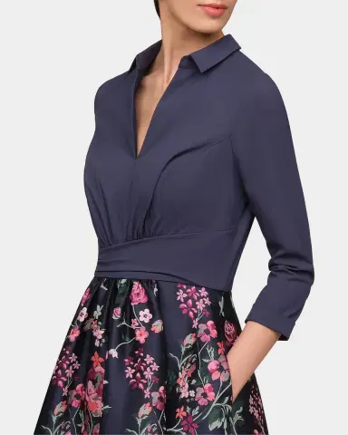 Kay Unger New York Marceline Floral-Jacquard Shirtwaist Gown | Thumbnail 5 Kay Unger New York Marceline Floral-Jacquard Shirtwaist Gown | Thumbnail 5