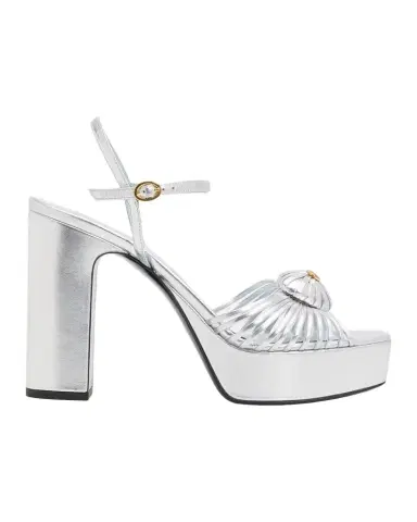 Valentino Garavani 115mm Coeur Royal Metallic Leather Platform Sandals | Thumbnail 1 Valentino Garavani 115mm Coeur Royal Metallic Leather Platform Sandals | Thumbnail 1