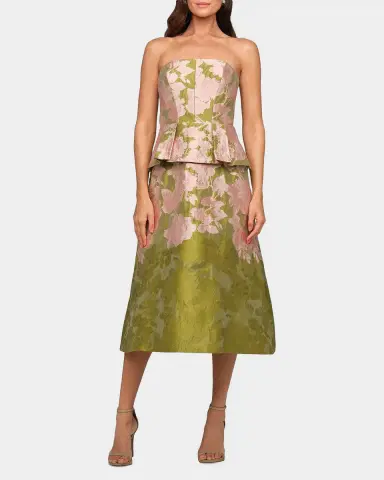 Kay Unger New York Imogen Metallic Jacquard A-Line Cocktail Dress | Thumbnail 2 Kay Unger New York Imogen Metallic Jacquard A-Line Cocktail Dress | Thumbnail 2