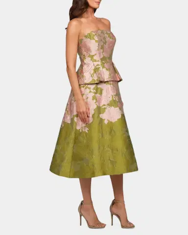 Kay Unger New York Imogen Metallic Jacquard A-Line Cocktail Dress | Thumbnail 4 Kay Unger New York Imogen Metallic Jacquard A-Line Cocktail Dress | Thumbnail 4