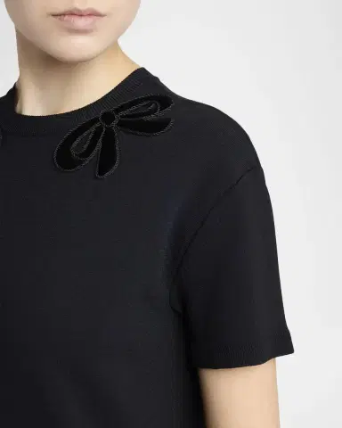 Valentino Garavani Velvet Bow Short-Sleeve Knit Mini Dress | Thumbnail 5 Valentino Garavani Velvet Bow Short-Sleeve Knit Mini Dress | Thumbnail 5