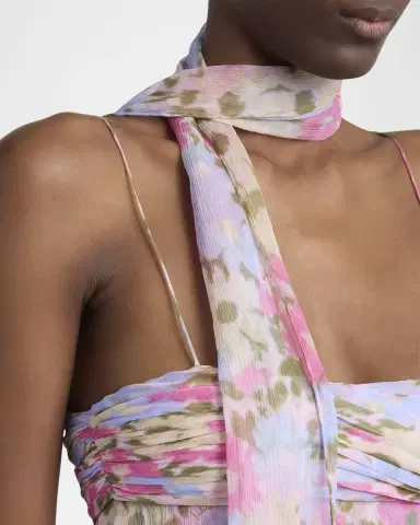 Valentino Garavani Floral Silk Georgette Mini Babydoll Dress With Neck Scarf | Thumbnail 5 Valentino Garavani Floral Silk Georgette Mini Babydoll Dress With Neck Scarf | Thumbnail 5
