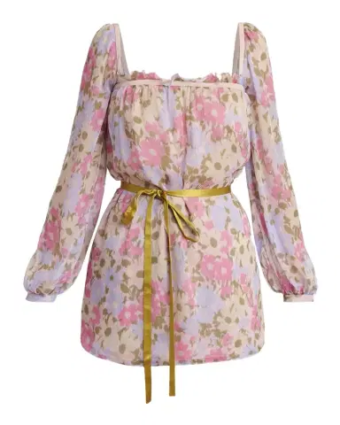 Valentino Garavani Floral-Print Silk Chiffon Long-Sleeve Belted Blouse | Thumbnail 1 Valentino Garavani Floral-Print Silk Chiffon Long-Sleeve Belted Blouse | Thumbnail 1
