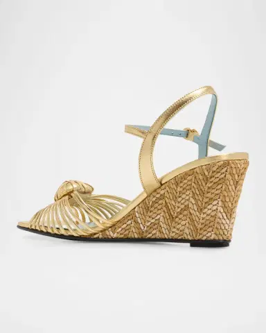Valentino Garavani 70mm Coeur Royal Metallic Leather Wedge Sandals | Thumbnail 4 Valentino Garavani 70mm Coeur Royal Metallic Leather Wedge Sandals | Thumbnail 4