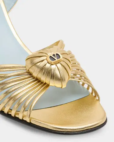 Valentino Garavani 70mm Coeur Royal Metallic Leather Wedge Sandals | Thumbnail 5 Valentino Garavani 70mm Coeur Royal Metallic Leather Wedge Sandals | Thumbnail 5