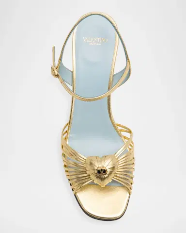 Valentino Garavani 70mm Coeur Royal Metallic Leather Wedge Sandals | Thumbnail 6 Valentino Garavani 70mm Coeur Royal Metallic Leather Wedge Sandals | Thumbnail 6