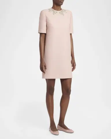Valentino Garavani Embroidered Bow Short-Sleeve Mini Dress | Thumbnail 4 Valentino Garavani Embroidered Bow Short-Sleeve Mini Dress | Thumbnail 4