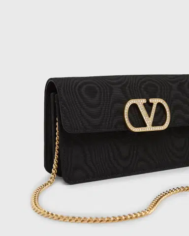Valentino Garavani Crystal VLogo Moire Clutch Bag | Thumbnail 4 Valentino Garavani Crystal VLogo Moire Clutch Bag | Thumbnail 4