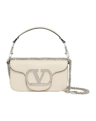 Valentino Garavani Loco Crystal VLogo Leather Shoulder Bag | Thumbnail 1 Valentino Garavani Loco Crystal VLogo Leather Shoulder Bag | Thumbnail 1