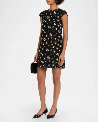 Adam Lippes Izzy Floral-Print Cap-Sleeve Mini Dress | Thumbnail 4 Adam Lippes Izzy Floral-Print Cap-Sleeve Mini Dress | Thumbnail 4
