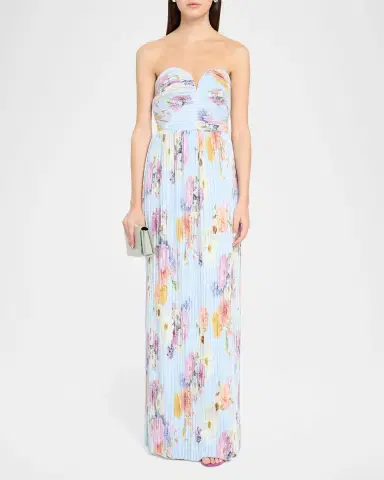 As It May Calla Strapless Pleated Floral-Print Satin Column Gown | Thumbnail 2 As It May Calla Strapless Pleated Floral-Print Satin Column Gown | Thumbnail 2