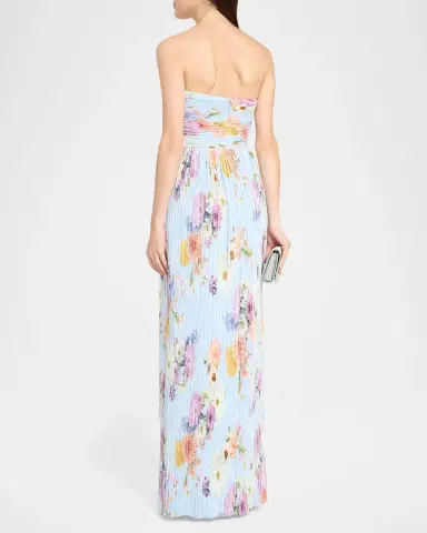 As It May Calla Strapless Pleated Floral-Print Satin Column Gown | Thumbnail 3 As It May Calla Strapless Pleated Floral-Print Satin Column Gown | Thumbnail 3