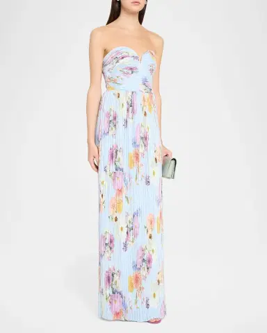 As It May Calla Strapless Pleated Floral-Print Satin Column Gown | Thumbnail 4 As It May Calla Strapless Pleated Floral-Print Satin Column Gown | Thumbnail 4