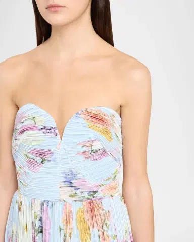 As It May Calla Strapless Pleated Floral-Print Satin Column Gown | Thumbnail 5 As It May Calla Strapless Pleated Floral-Print Satin Column Gown | Thumbnail 5