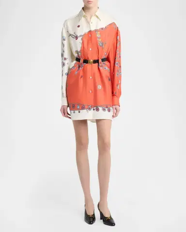 Versace Printed Silk Twill Shirtdress | Thumbnail 2 Versace Printed Silk Twill Shirtdress | Thumbnail 2