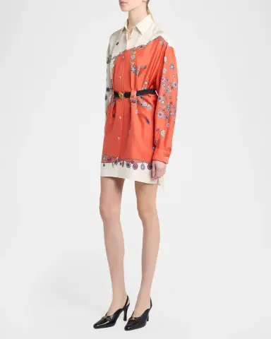 Versace Printed Silk Twill Shirtdress | Thumbnail 4 Versace Printed Silk Twill Shirtdress | Thumbnail 4