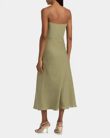 Black Halo Jada Linen Cut-Out Midi-Dress | Thumbnail 3 Black Halo Jada Linen Cut-Out Midi-Dress | Thumbnail 3