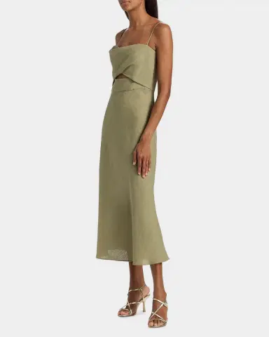 Black Halo Jada Linen Cut-Out Midi-Dress | Thumbnail 7 Black Halo Jada Linen Cut-Out Midi-Dress | Thumbnail 7