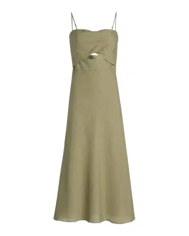 Black Halo Jada Linen Cut-Out Midi-Dress | Thumbnail 1 Black Halo Jada Linen Cut-Out Midi-Dress | Thumbnail 1