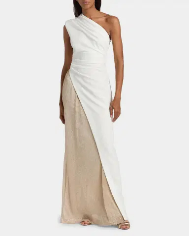 BLACK HALO Marigold Two-Tone One-Shoulder A-Line Gown | Thumbnail 2 BLACK HALO Marigold Two-Tone One-Shoulder A-Line Gown | Thumbnail 2
