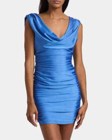 BLACK HALO Evangeline Stretch Satin Draped Mini Dress | Thumbnail 4 BLACK HALO Evangeline Stretch Satin Draped Mini Dress | Thumbnail 4
