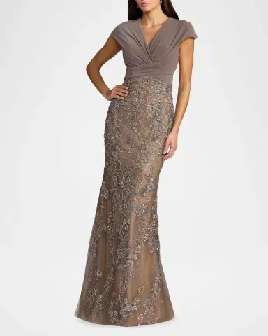 Mac Duggal Bead Embroidered Jersey & Mesh Mermaid Gown | Thumbnail 2 Mac Duggal Bead Embroidered Jersey & Mesh Mermaid Gown | Thumbnail 2