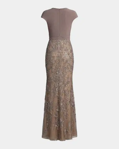 Mac Duggal Bead Embroidered Jersey & Mesh Mermaid Gown | Thumbnail 6 Mac Duggal Bead Embroidered Jersey & Mesh Mermaid Gown | Thumbnail 6