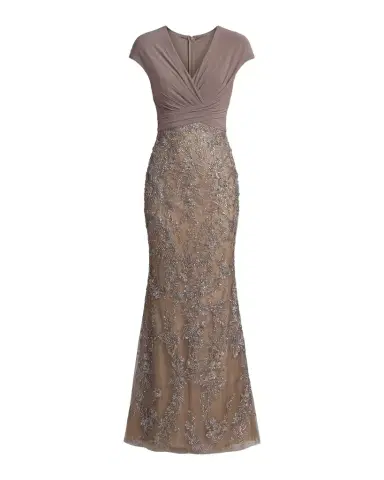 Mac Duggal Bead Embroidered Jersey & Mesh Mermaid Gown | Thumbnail 1 Mac Duggal Bead Embroidered Jersey & Mesh Mermaid Gown | Thumbnail 1
