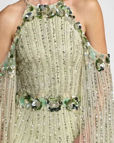 Mac Duggal 3D Floral Sequinned Trumpet Gown | Thumbnail 4 Mac Duggal 3D Floral Sequinned Trumpet Gown | Thumbnail 4