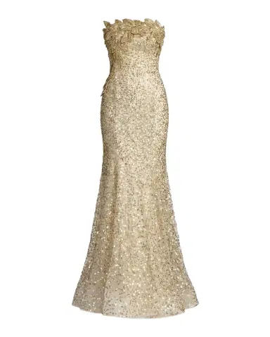 Mac Duggal Beaded Mesh Strapless Trumpet Gown | Thumbnail 1 Mac Duggal Beaded Mesh Strapless Trumpet Gown | Thumbnail 1