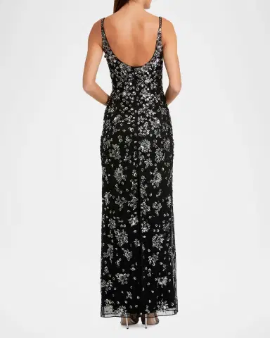 Mac Duggal Floral-Embellished Column Gown | Thumbnail 3 Mac Duggal Floral-Embellished Column Gown | Thumbnail 3