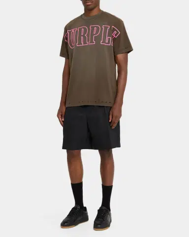 PURPLE Men's Logo Outline Distressed Jersey T-Shirt | Thumbnail 2 PURPLE Men's Logo Outline Distressed Jersey T-Shirt | Thumbnail 2