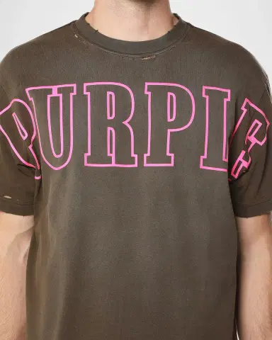 PURPLE Men's Logo Outline Distressed Jersey T-Shirt | Thumbnail 5 PURPLE Men's Logo Outline Distressed Jersey T-Shirt | Thumbnail 5