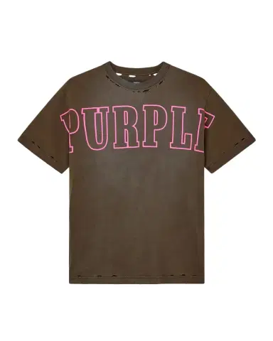 PURPLE Men's Logo Outline Distressed Jersey T-Shirt | Thumbnail 1 PURPLE Men's Logo Outline Distressed Jersey T-Shirt | Thumbnail 1