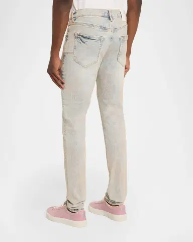 PURPLE Men's P001 Pink Mud Distressed Stretch Skinny Jeans | Thumbnail 3 PURPLE Men's P001 Pink Mud Distressed Stretch Skinny Jeans | Thumbnail 3