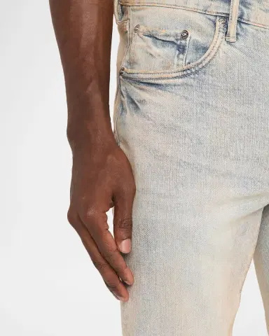 PURPLE Men's P001 Pink Mud Distressed Stretch Skinny Jeans | Thumbnail 5 PURPLE Men's P001 Pink Mud Distressed Stretch Skinny Jeans | Thumbnail 5