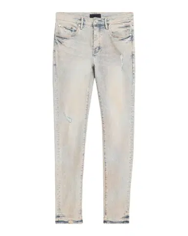 PURPLE Men's P001 Pink Mud Distressed Stretch Skinny Jeans | Thumbnail 1 PURPLE Men's P001 Pink Mud Distressed Stretch Skinny Jeans | Thumbnail 1
