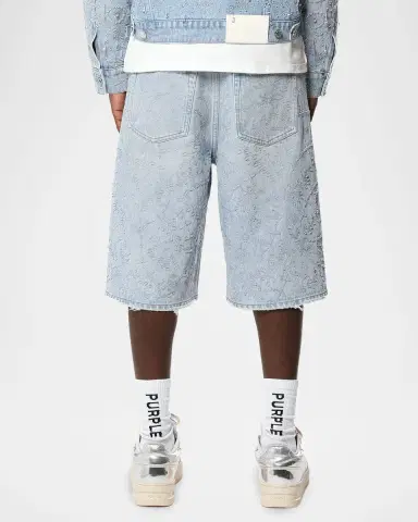 PURPLE Men's Embellished Wide-Leg Jean Shorts | Thumbnail 2 PURPLE Men's Embellished Wide-Leg Jean Shorts | Thumbnail 2