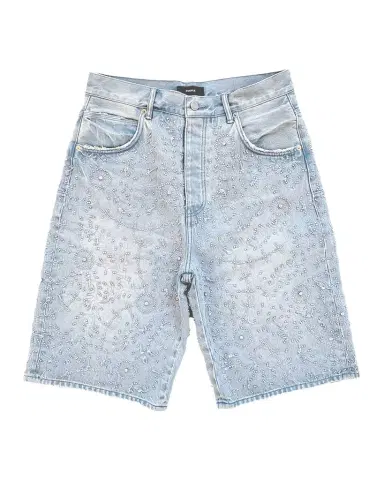 PURPLE Men's Embellished Wide-Leg Jean Shorts | Thumbnail 1 PURPLE Men's Embellished Wide-Leg Jean Shorts | Thumbnail 1